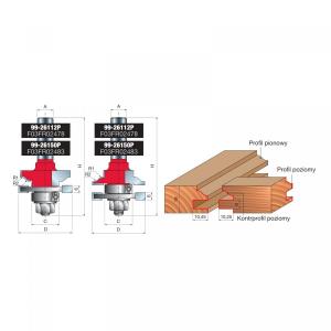 Zestaw profil/kontrprofil x 42,90 x 19 x 77,0 x 12 R1=5,50 R2=5,50 Z2 FREUD 99-26112P
