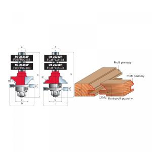 Zestaw profil/kontrprofil x 42,90 x 19 x 77,0 x 12 R=7 Z2 FREUD 99-26312P