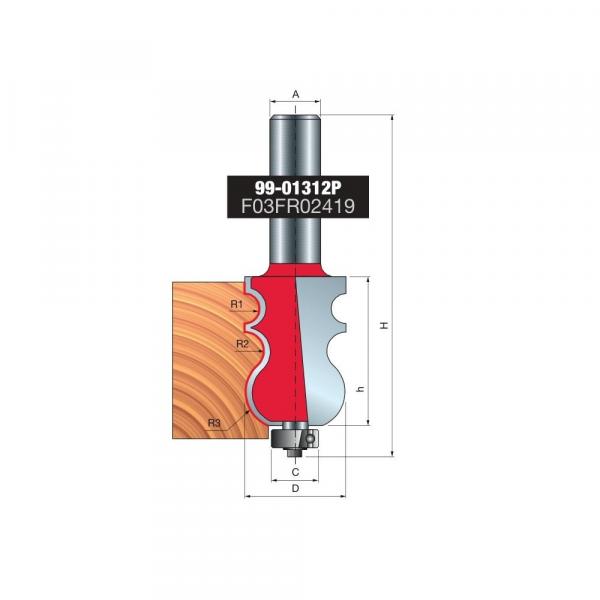 Frez wieloprofilowy x 23,80 x 35 x 83,5 x 12 R1=4,50 R2=4,50 Z2 FREUD 99-01312P