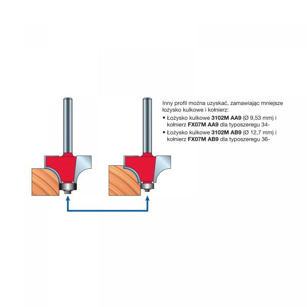 Frez zaokrąglający x 16,70 x 12,70 x 54,9 x 8 Z2 FREUD 34-10108P