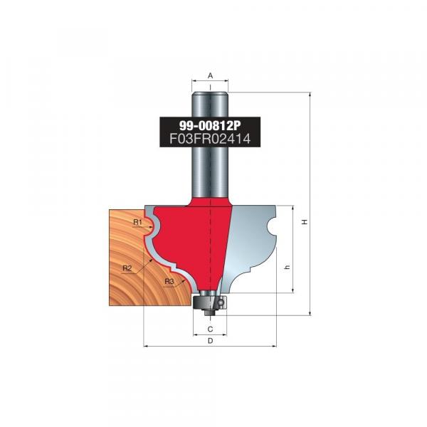 Frez wieloprofilowy x 44,40 x 29 x 77,1 x 12 R1=10,50 R2=10,50 Z2 FREUD 99-00812P