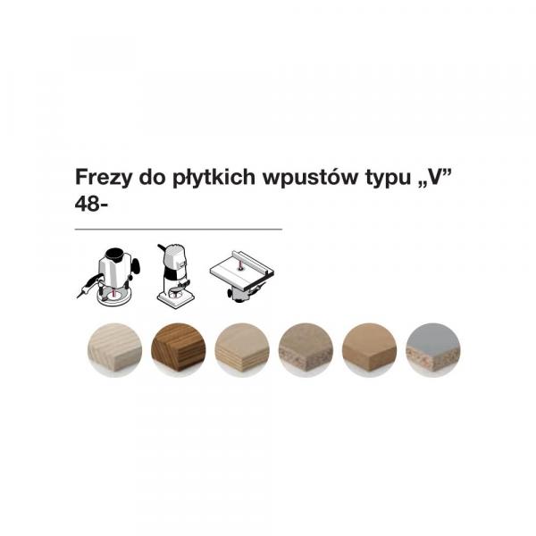 Frez do płytkich wpustów typu „V” x 15,80 x 25,40 x 76,2 x 6 Z2 α=90° FREUD 48-10206P