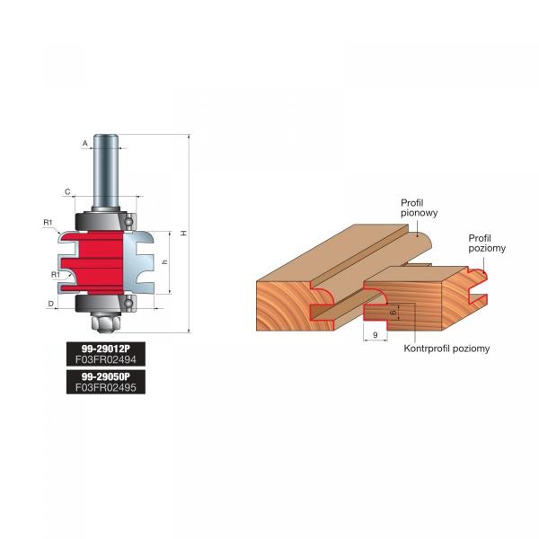 Zestaw profil/kontrprofil x 50,40 x 32,70 x 104,00 x 12 R=5,50 Z2 FREUD 99-29012P