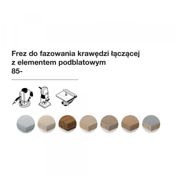 Frez do fazowania krawędzi łączącej z elementem podblatowym x 35,60 x 25,40 x 78,1 x 12 Z2 α=15° FREUD 85-00912P