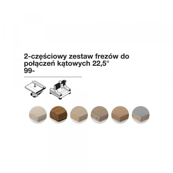 Zestaw do połączeń kątowych 22 5° – 2 frezy x 37,30 x 22,20 x 54,2 x 8 Z2 α=22,50° FREUD 99-04308P